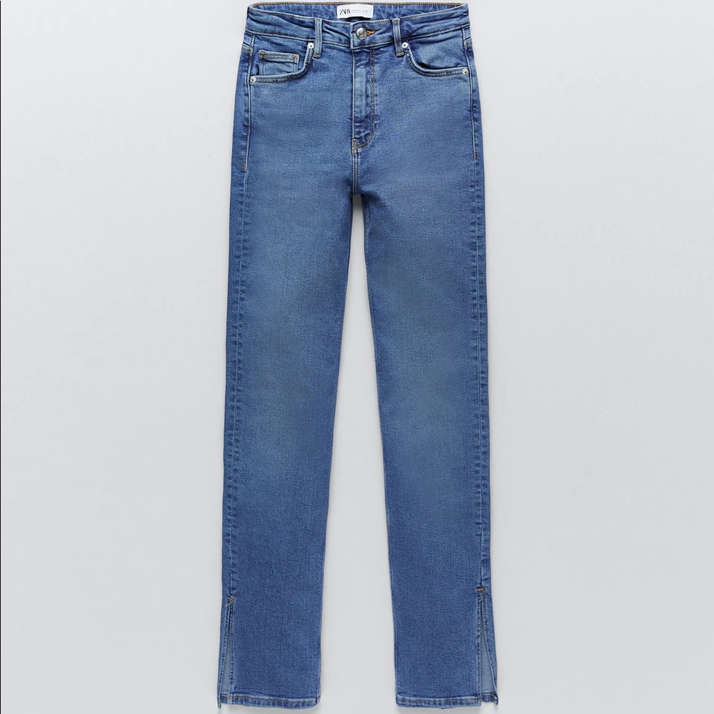 Zara Hi Rise skinny Jeans split hem